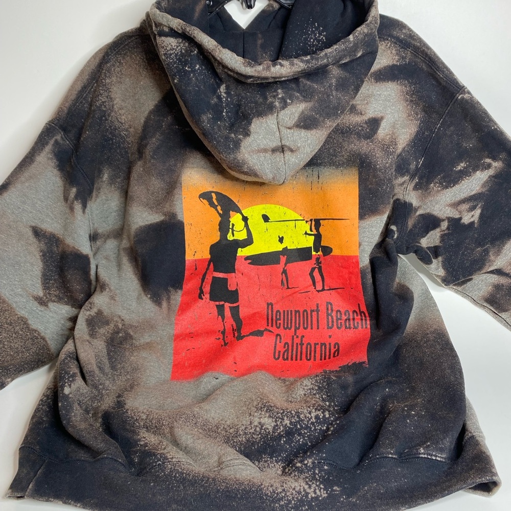 Newport Beach California Bleach Dyed Hoodie